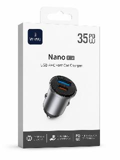 شاحن سيارة WIWU Nano Lite سريع 35 واط PD وQC بمنفذي USB-C وUSB-A