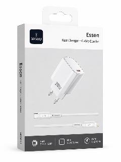 طقم شاحن WIWU Essen GaN سريع 20 واط مع كيبل USB-C إلى Lightning