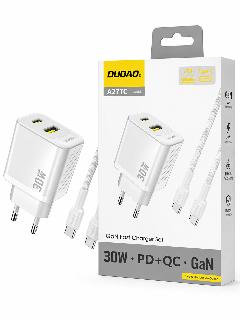 شاحن جداري DUDAO A27TC GaN بقوة 30W مع كيبل شحن