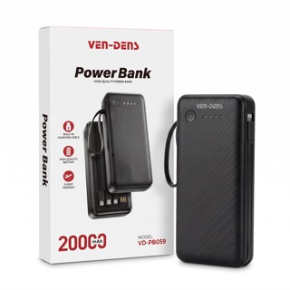 VEN-DENS VD-PB059 20000mAh Power Bank with Built-in Cables
