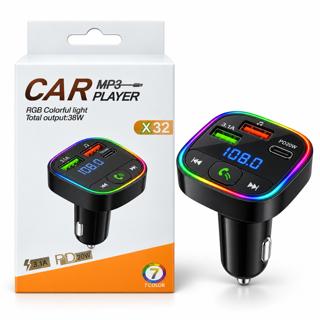 X32 Car MP3 Player Charger with RGB Light (38W)